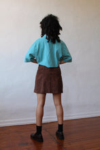 Load image into Gallery viewer, 1980s Turquoise Blue Seersucker Boxy Cropped Zipper Blouse