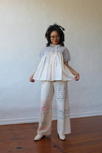 1950s Baby Blue Lace Ivory Open Bed Jacket