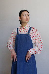 1980s Long Polka Dot Silk Blouse
