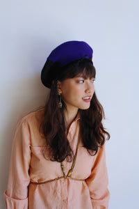 1980s Tri-Colored Wool Beret with Tassel