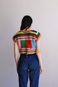 Color Block Crochet Top M
