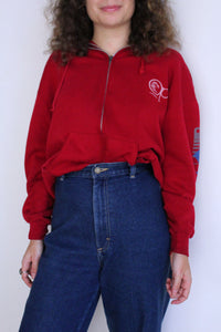 1990s Ocean Pacific OP Burgundy Hoodie Zip-Up Sweatshirt