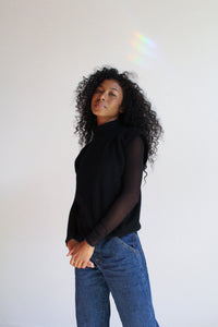 1990s Black Angora Wool Sweater