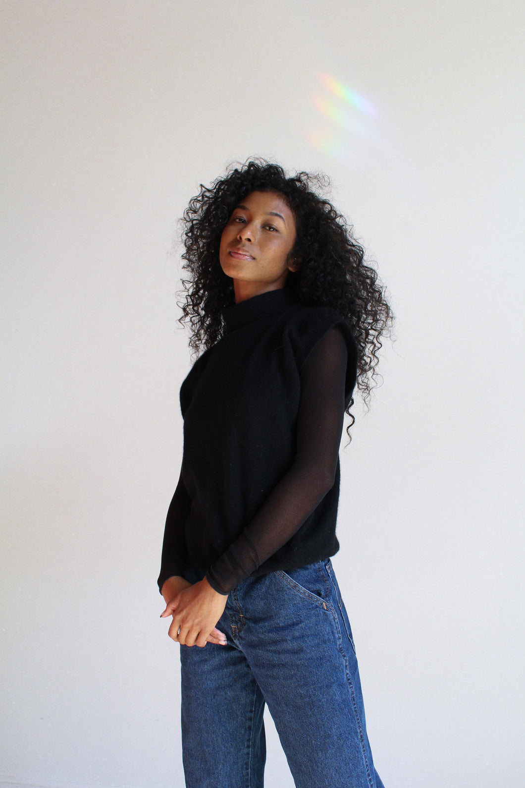 1990s Black Angora Wool Sweater