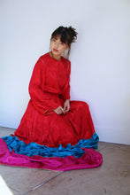 Load image into Gallery viewer, 1980s Oscar De La Renta Silk Brocade Rose Color Block Blouse and Maxi Skirt Set