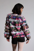 Load image into Gallery viewer, Paula Sweet Muslin Mink Art to Wear Black Floral Cotton Cardigan Sweater