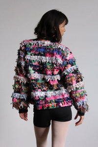 Paula Sweet Muslin Mink Art to Wear Black Floral Cotton Cardigan Sweater