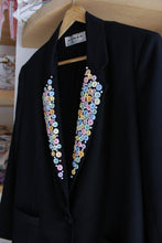 Load image into Gallery viewer, 1980s Button Embellished Black Blazer