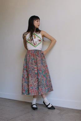 Collage Print Midi Skirt