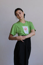 Load image into Gallery viewer, Vintage Lime Green Primary Rose Tee