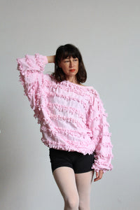 Paula Sweet Muslin Mink Art to Wear Baby Pink Cotton Pullover Sweater