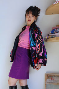 1980s Ladies Abstract Faces Bomber Jacket
