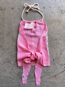 Hankie Halter Top Pink Gauze - Scalloped Blue Rose | XL