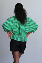 Load image into Gallery viewer, 1980s Green Striped Open Peplum Jacket