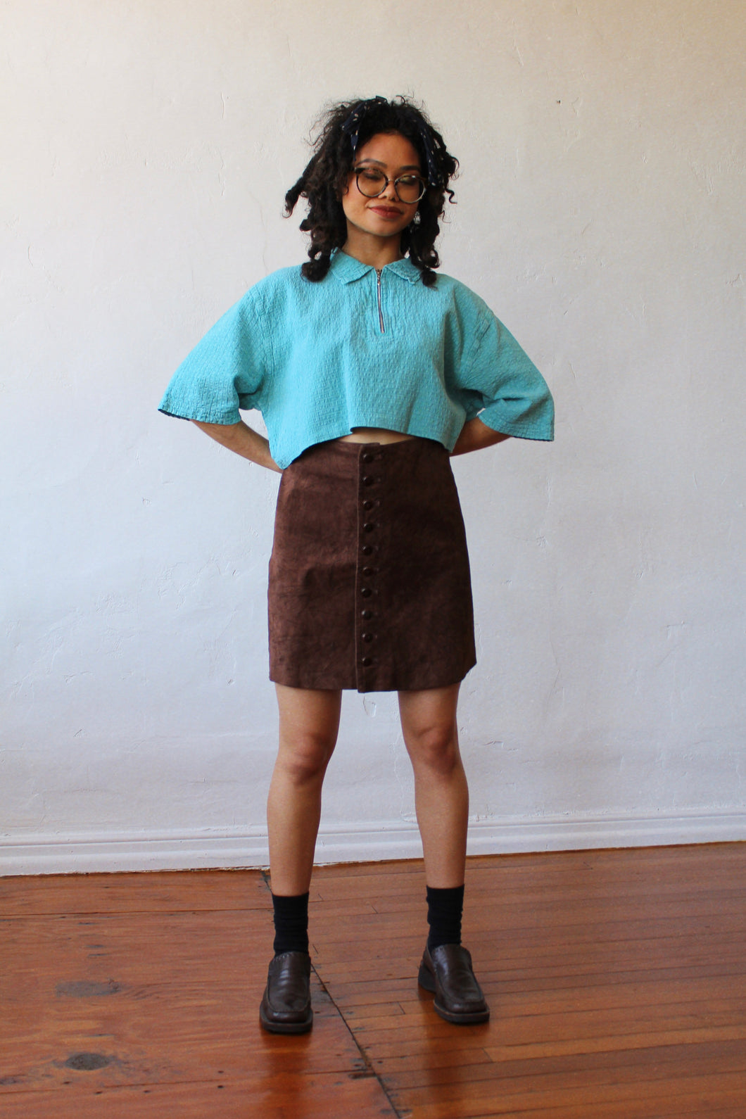 1990s Express Brown Suede Mini Skirt 3 Women