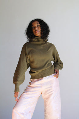 Olive Brown Cowl Neck Sweater