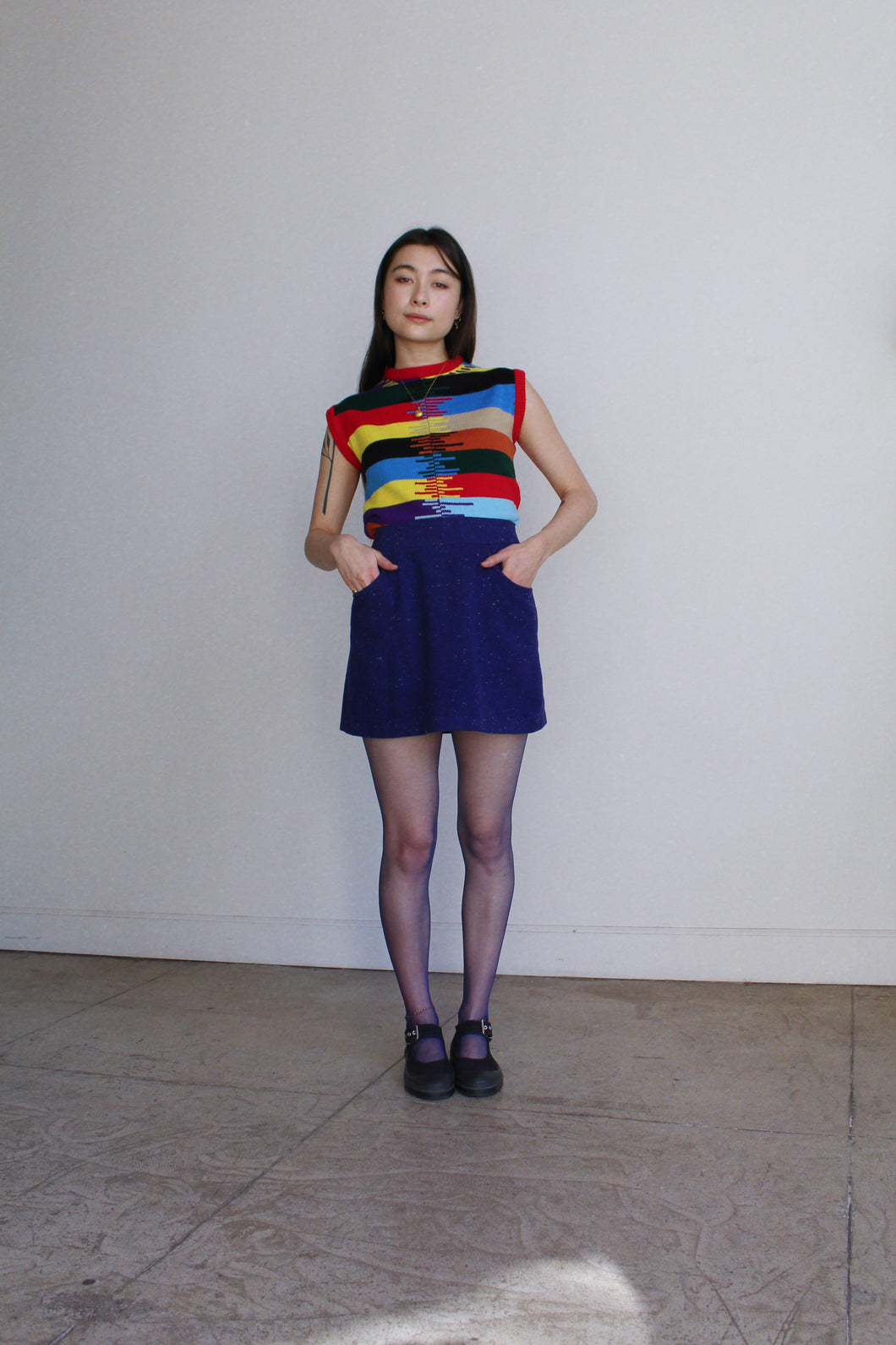 1990s Express Purple Tweed Mini Skirt