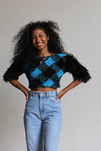 Load image into Gallery viewer, 1980s Hand Knit Fuzzy Checkered Sweater