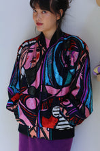 Load image into Gallery viewer, 1980s Ladies Abstract Faces Bomber Jacket