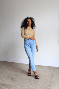 1990s Sand Sheer Lace Blouse