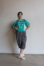 Load image into Gallery viewer, Striped Cropped Blouse w/ Cinched Waist