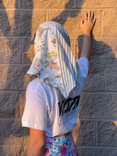 Load image into Gallery viewer, Patchwork Bonnet - Illustrated Grey Stripes
