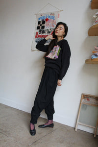 CALROSE Rice Black Sacred Scrap Collage Sweater