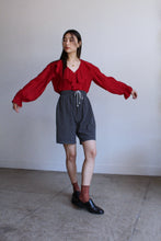 Load image into Gallery viewer, 1990s Red Silk Ruffle Collar Blouse 