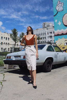 1970s White Corduroy Skirt