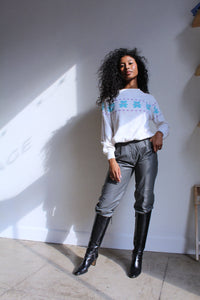 1980s Stone Grey Leather Trousers