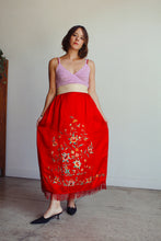 Load image into Gallery viewer, Antique Chinese Red Silk Embroidered Robe Skirt