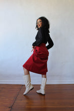 Load image into Gallery viewer, 1970s Red Corduroy Pleated Midi Skirt