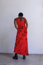 Load image into Gallery viewer, Red Rose Velvet Burnout Maxi Dress