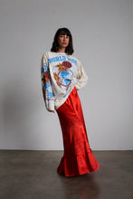 Load image into Gallery viewer, Antique Red Silk Satin Metallic Embroidered Floor Length Shoestring Skirt