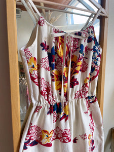 Hibiscus Floral Tablecloth Jumpsuit ~ Large US 12-14