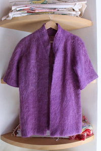 1960s Purple Mohair Open Cardigan