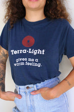 Load image into Gallery viewer, Vintage Terra-Light Gives Me a Warm Feeling Blue Tee