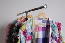 Load image into Gallery viewer, Paula Sweet Muslin Mink Art to Wear Pastel Cotton Fringe Cardigan Sweater