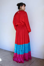 Load image into Gallery viewer, 1980s Oscar De La Renta Silk Brocade Rose Color Block Blouse and Maxi Skirt Set
