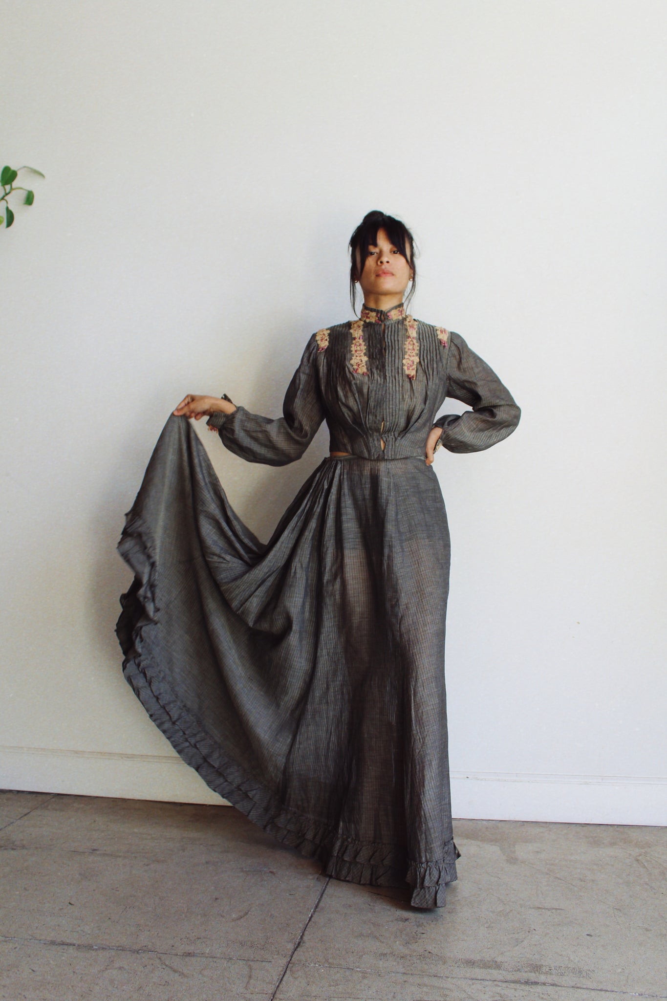 grey pinstripe dress Voodoo Vixen Grey Pinstripe Flare Dress XLarge