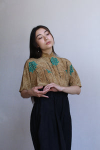 1980s Silk Bamboo Print Blouse