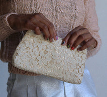Load image into Gallery viewer, 1950s Ecru Lace &amp; Gold Handbag w/ Coin Purse