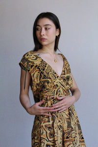 1980s Tropical Abstract Print Romper  