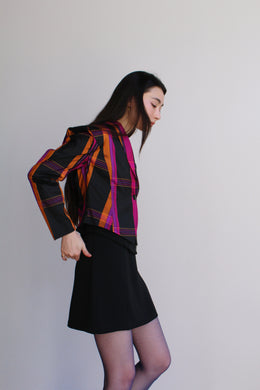 1980s Plaid Silk Cropped Jacket