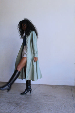 1970s Sage Green Nylon Trench Coat