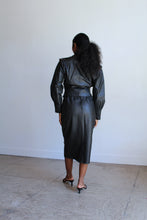 Load image into Gallery viewer, 1980s Puff Collar Black Leather Jacket