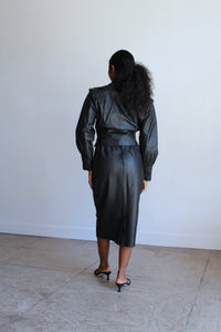 1980s Puff Collar Black Leather Jacket