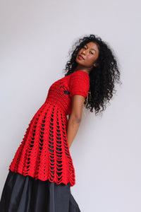 Red Crochet Tunic Dress
