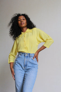 1940s Bright Yellow Rayon Blouse