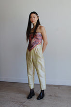 Load image into Gallery viewer, 90s Chartreuse Silk Plaid Trousers